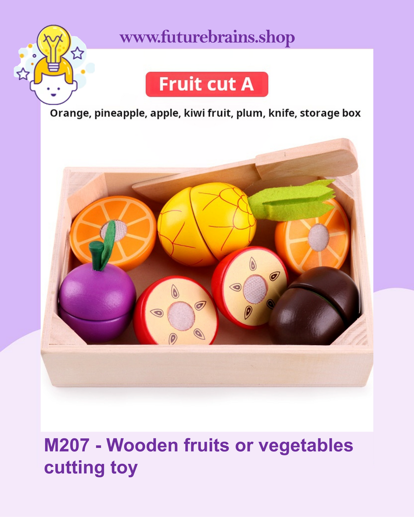 M207 - Wooden fruits or vegetables cutting toy