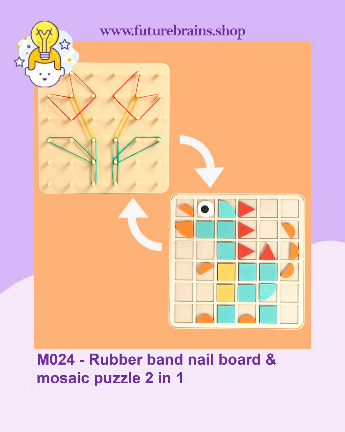 M024 - Rubber band nail board & mosaic puzzle 2 in 1