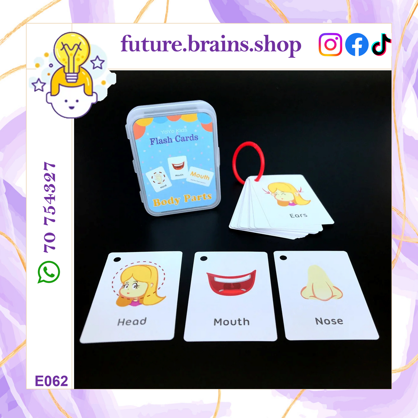 Flashcards in plastic box