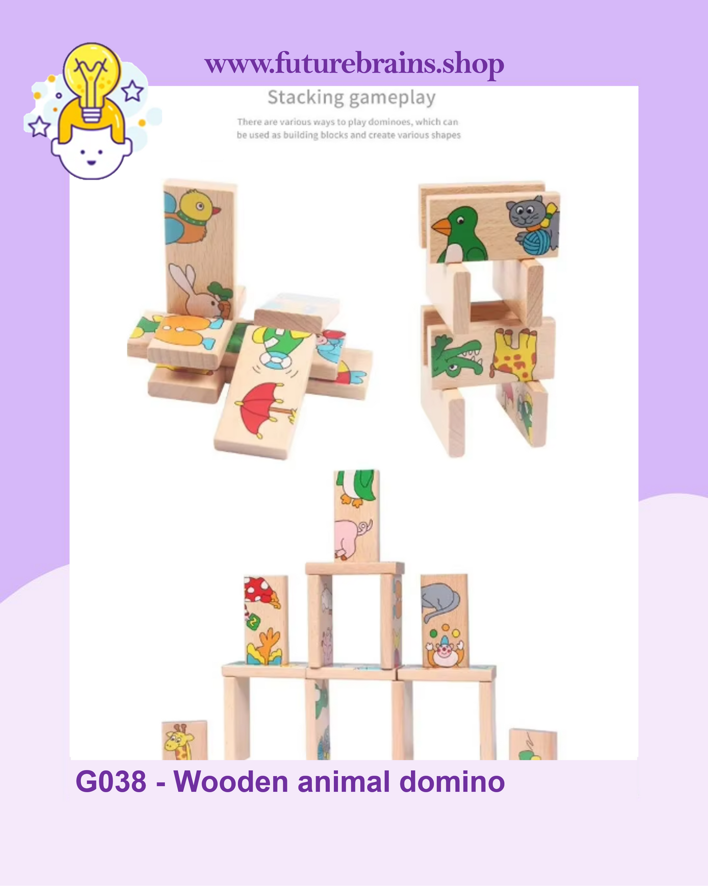 G038 - Wooden animal domino
