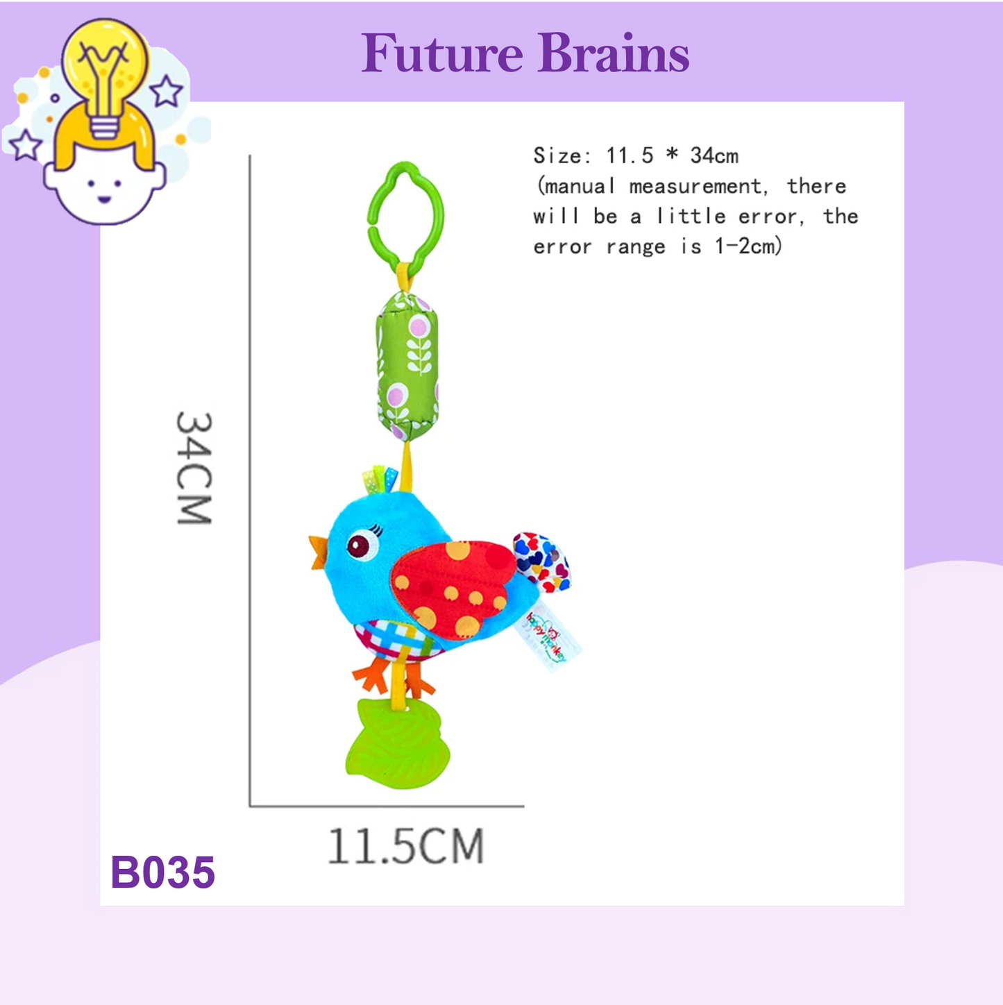 B035 - Baby cartoon wind chime baby stroller pendant with teether