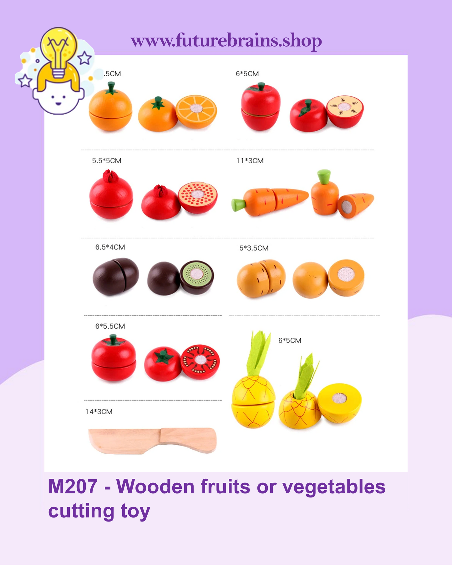 M207 - Wooden fruits or vegetables cutting toy