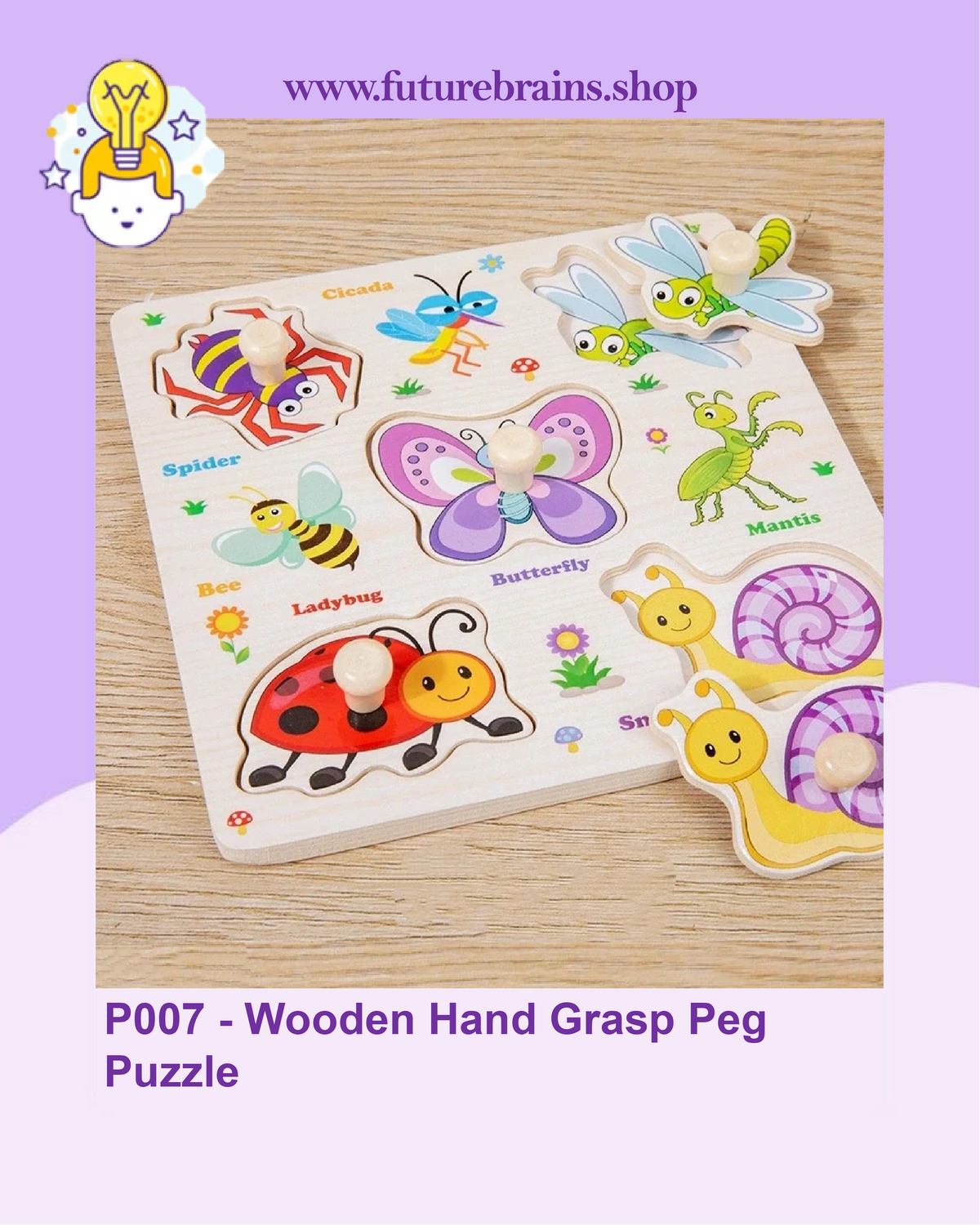 P007 - Wooden Hand Grasp Peg Puzzle