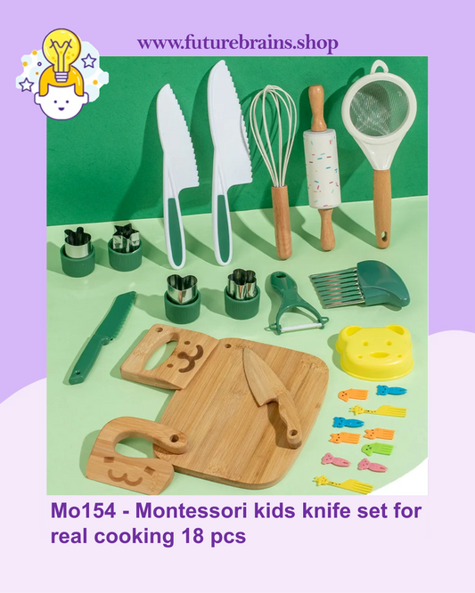 Mo154 - Montessori kids knife set for real cooking 18 pcs