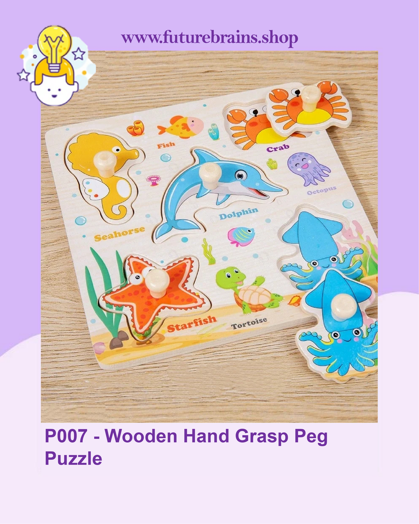 P007 - Wooden Hand Grasp Peg Puzzle