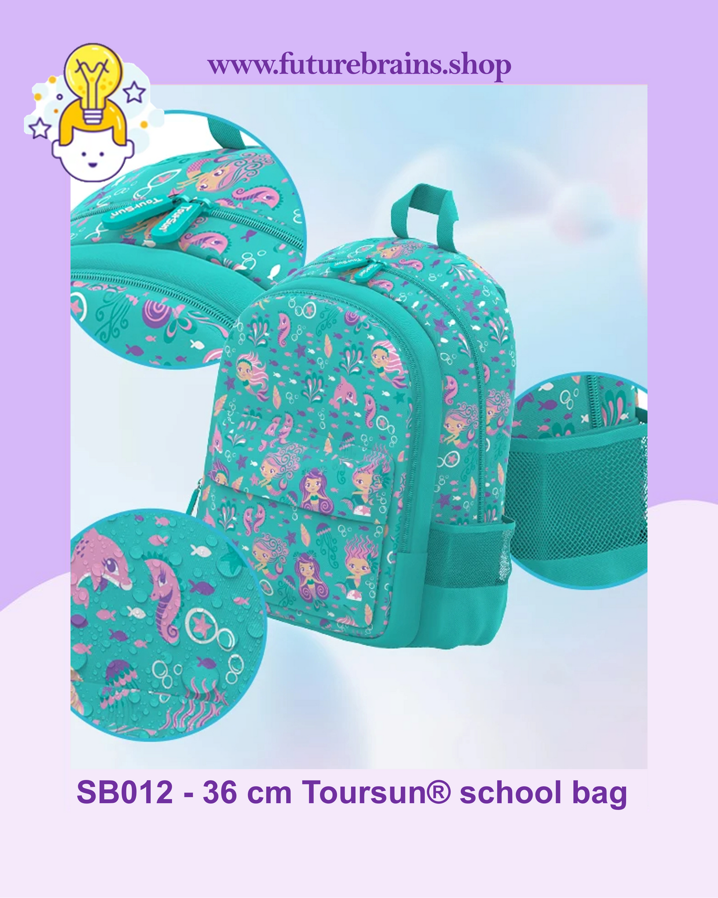 SB012 - 36 cm Toursun® school bag mermaids design