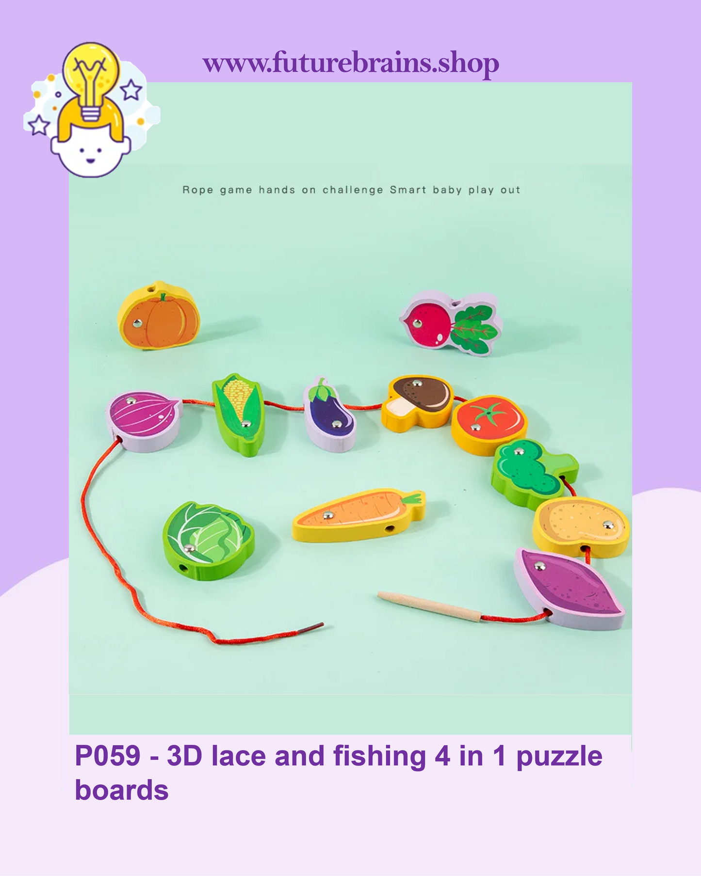 P059 - 3D lace and fishing 4 in 1 puzzle boards