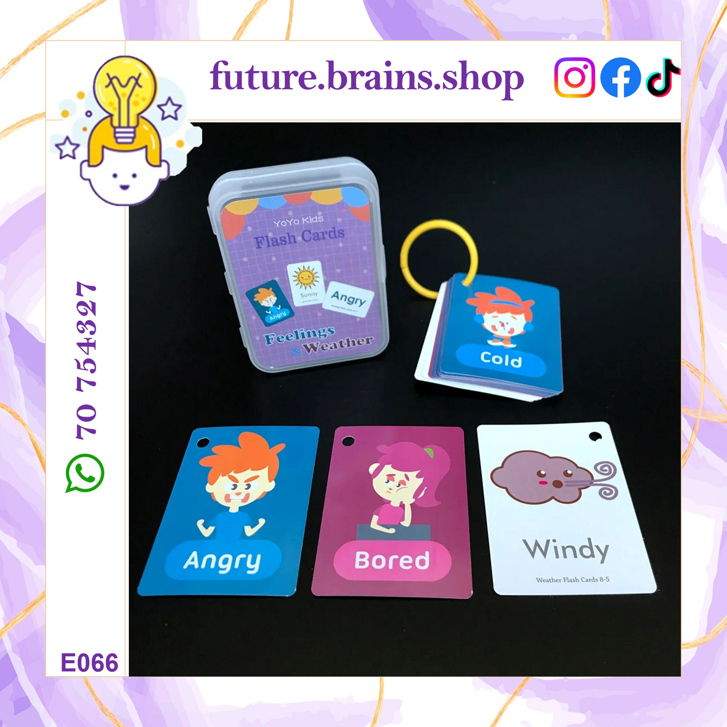 Flashcards in plastic box