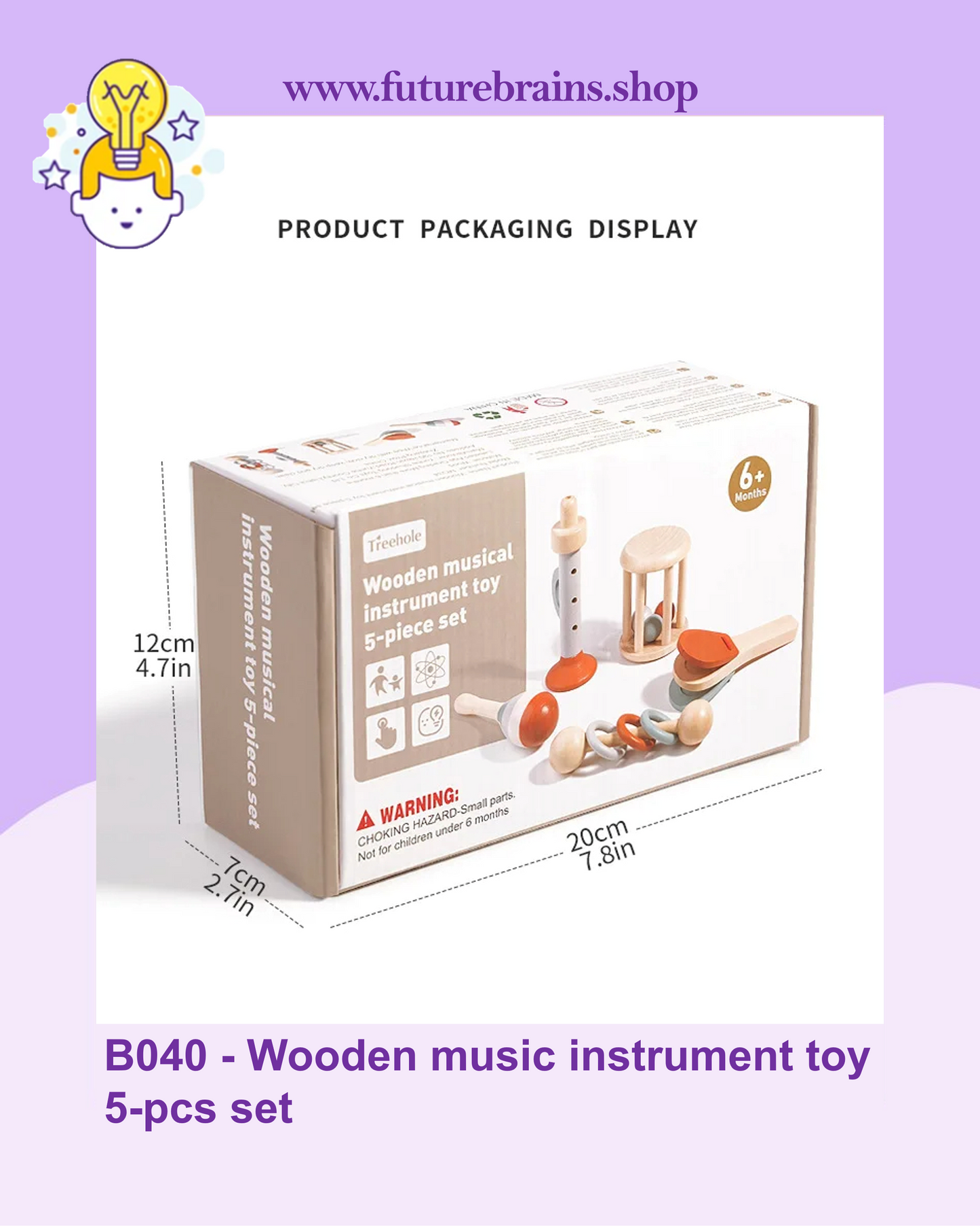 B040 - Wooden music instrument toy 5-pcs set