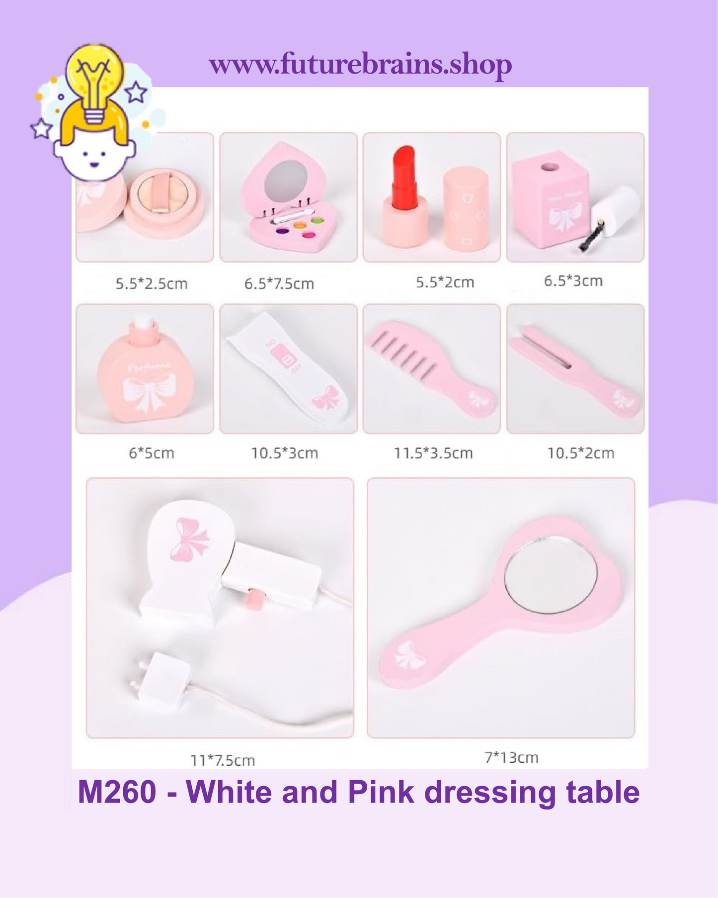 M260 - White and Pink dressing table 82 x 48 cm (FREE DELIVERY)
