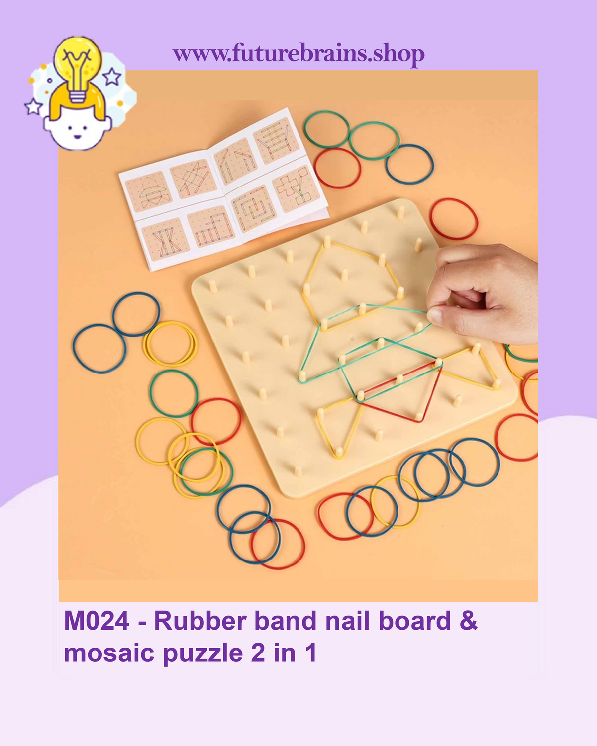 M024 - Rubber band nail board & mosaic puzzle 2 in 1