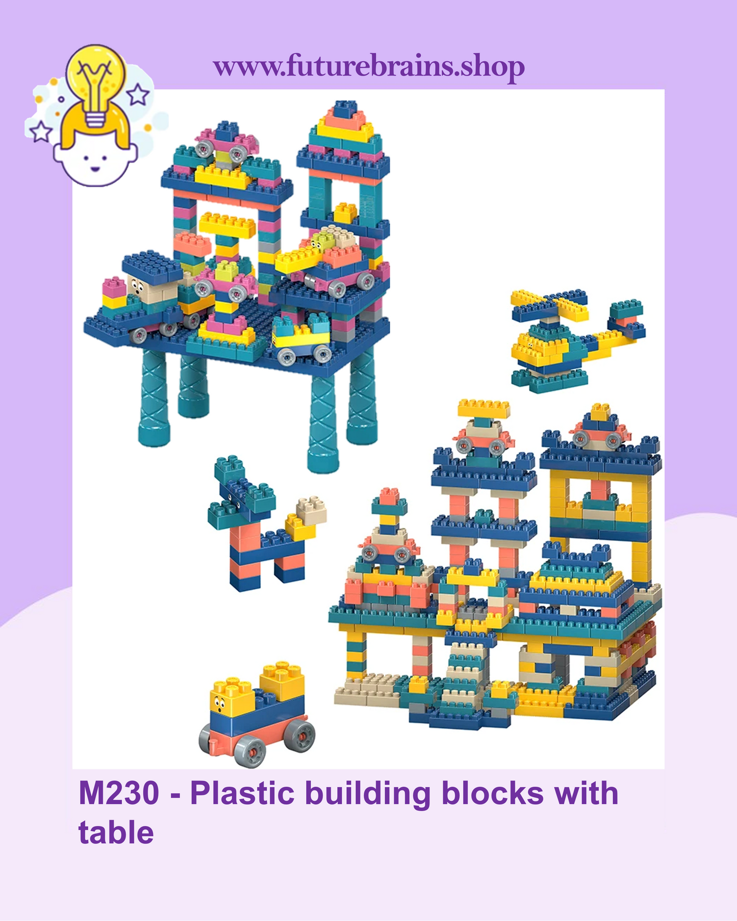 Plastic building blocks with table