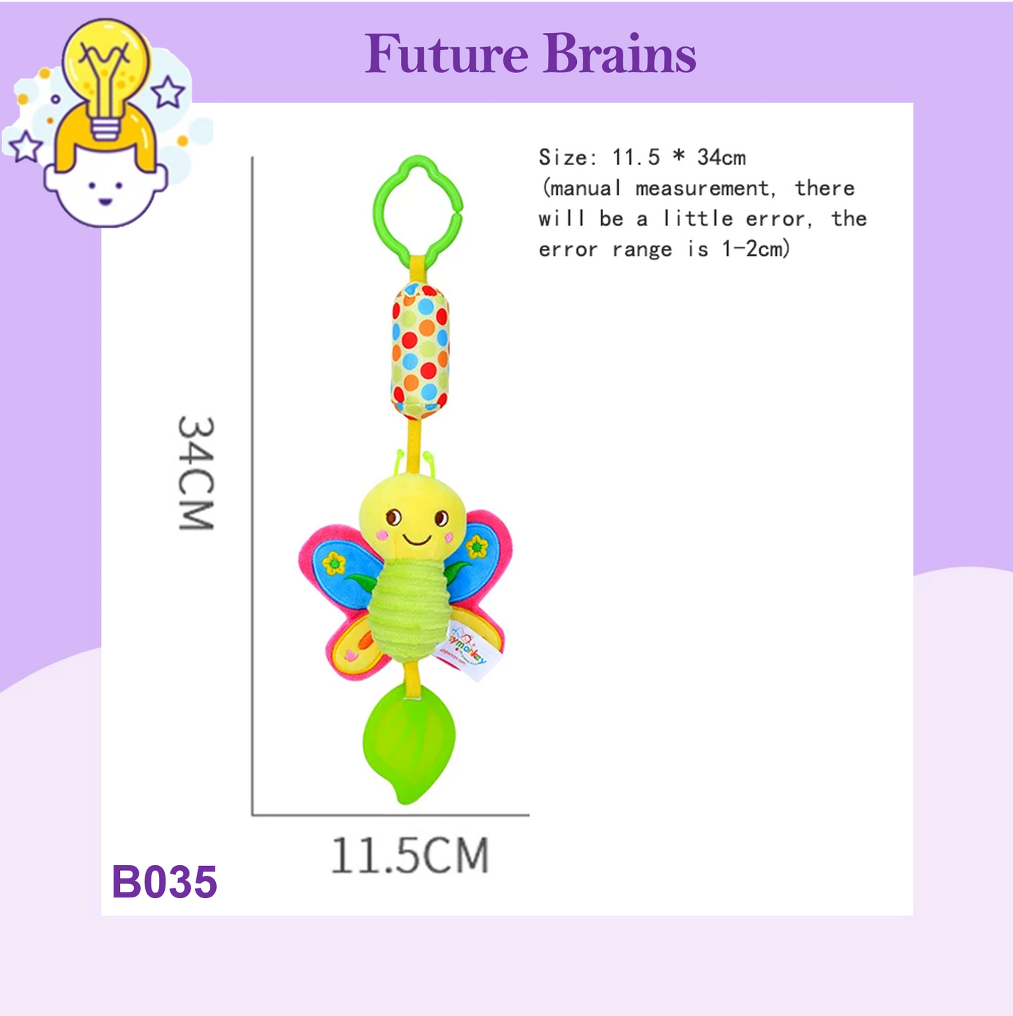 B035 - Baby cartoon wind chime baby stroller pendant with teether