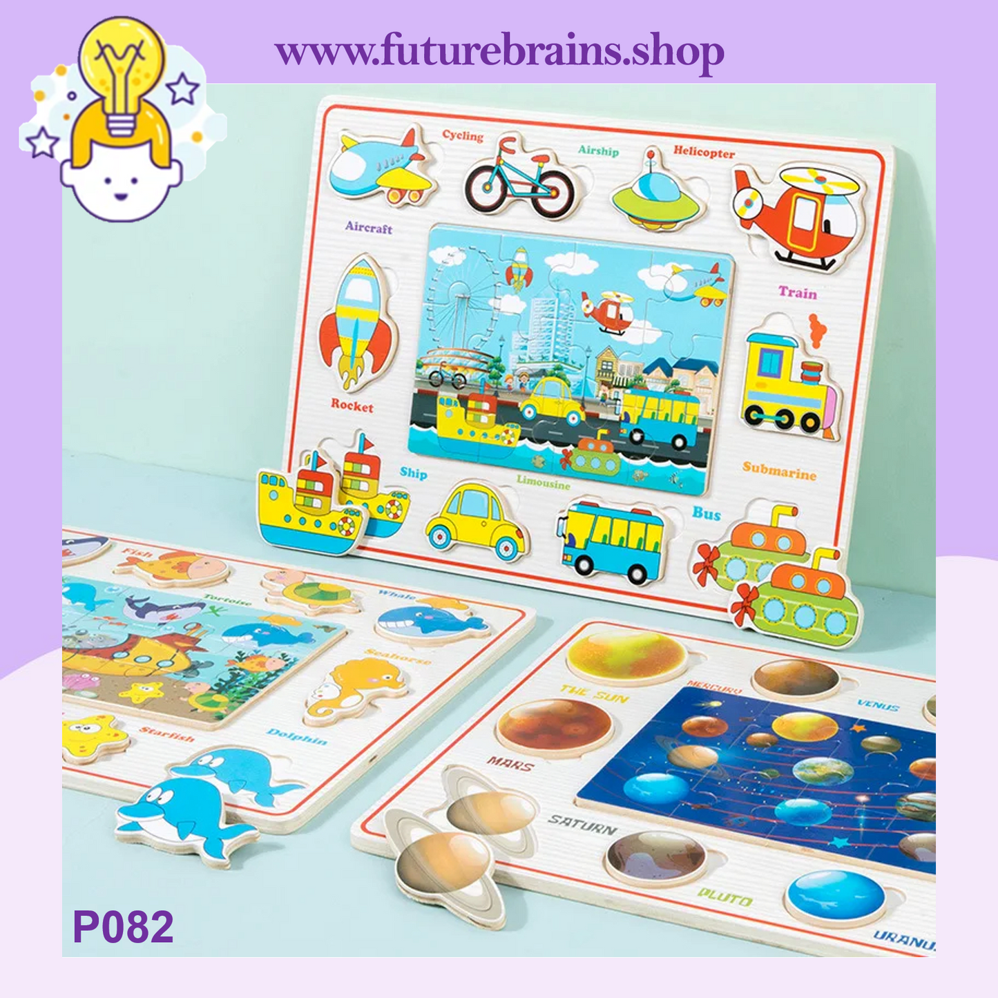 P082 - 2 in 1, wooden puzzle board