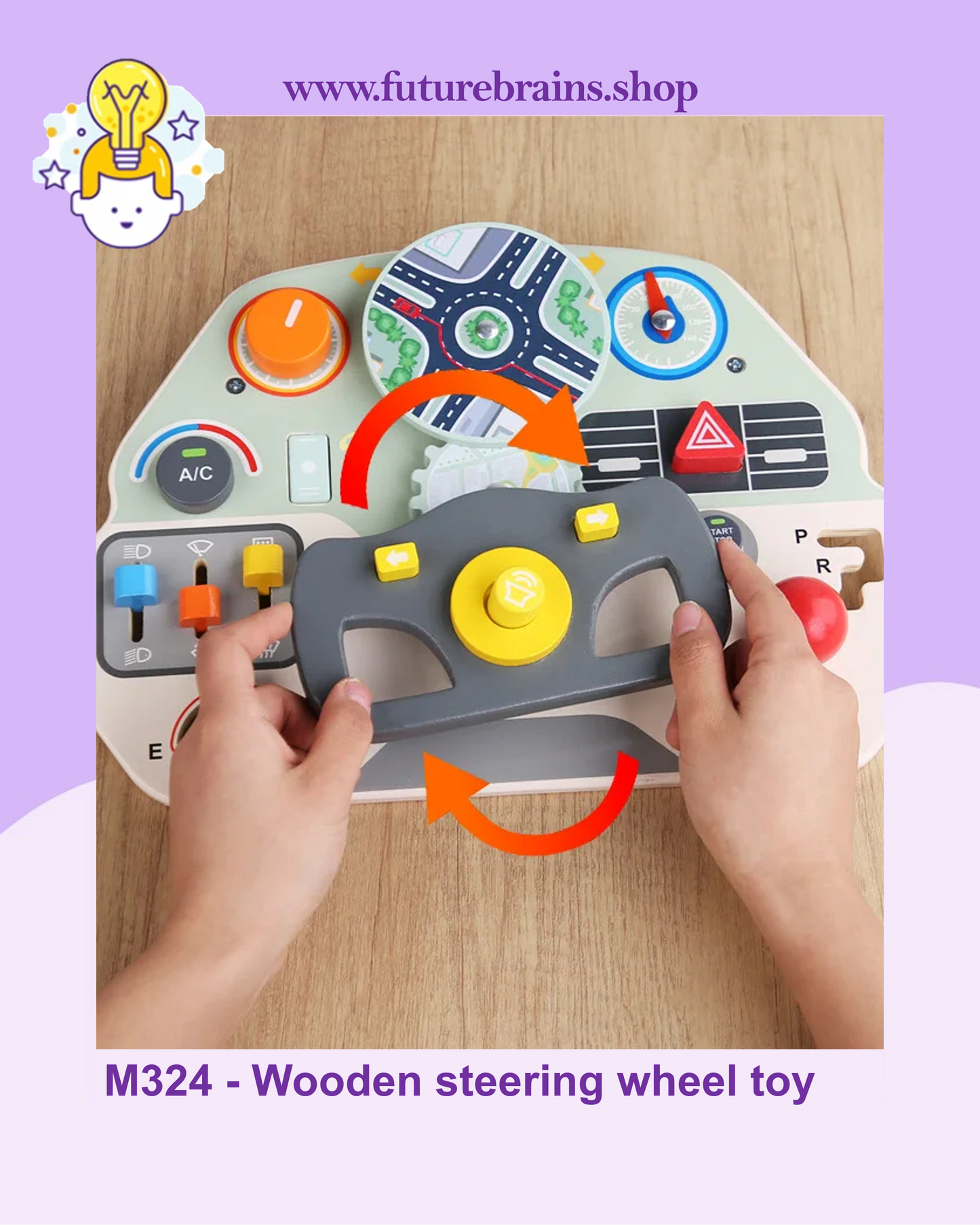 M324 - Wooden steering wheel toy