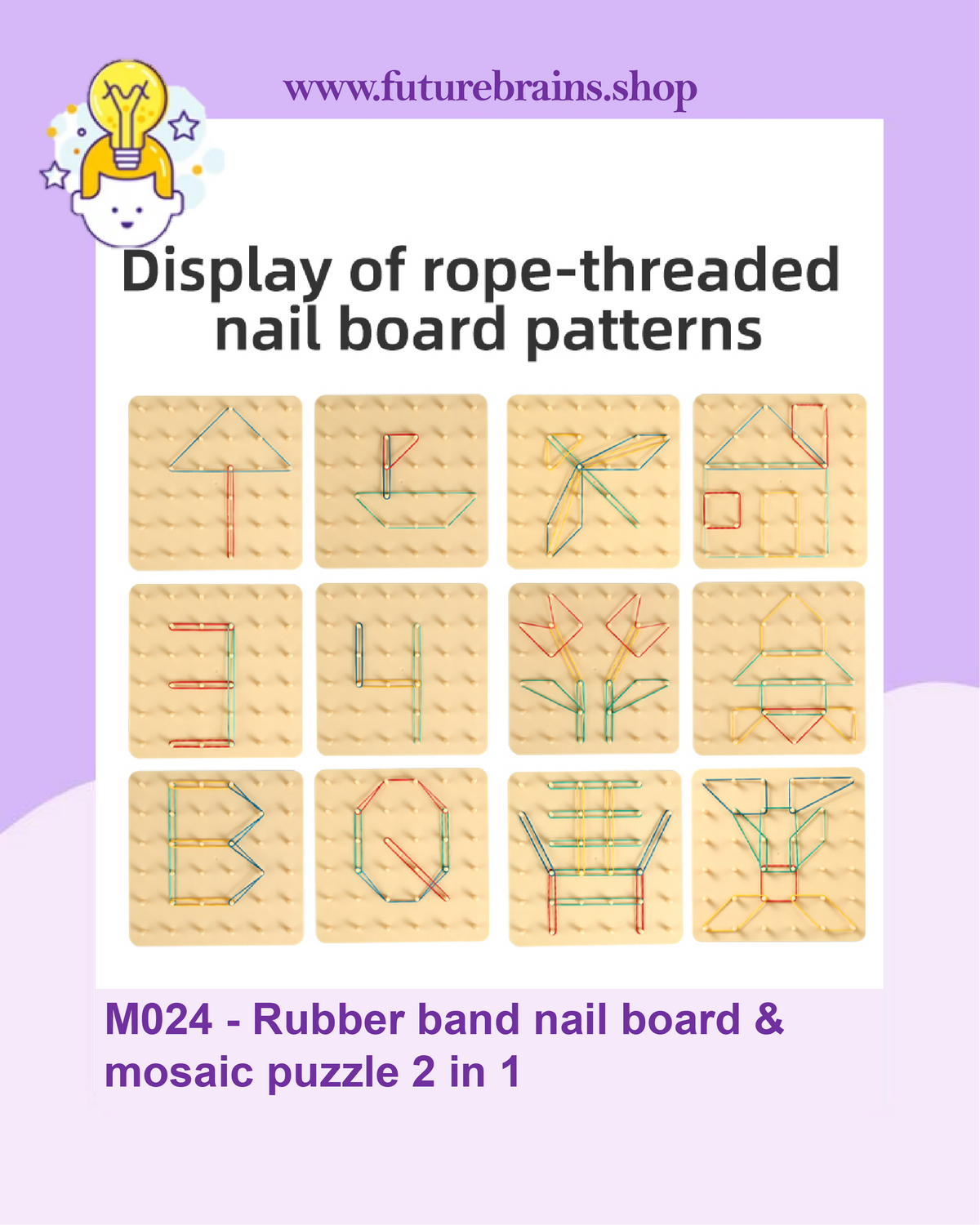 M024 - Rubber band nail board & mosaic puzzle 2 in 1