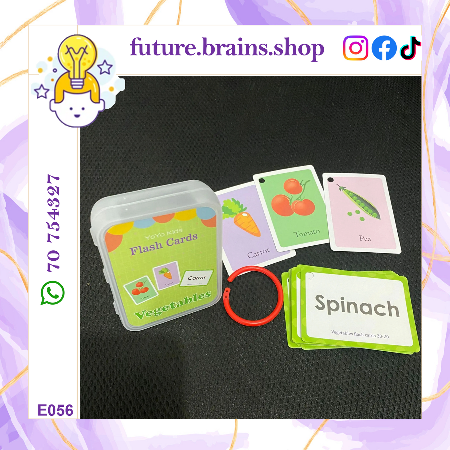 Flashcards in plastic box