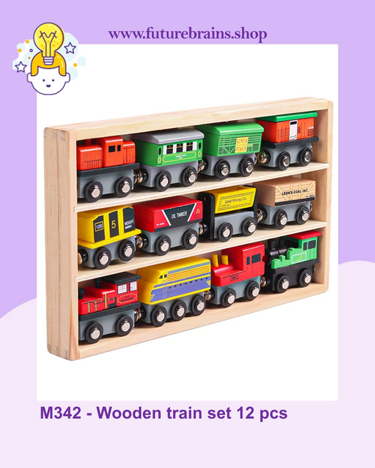M342 - Wooden train set 12 pcs