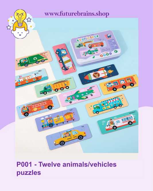 P001 - Twelve animals/vehicles puzzles
