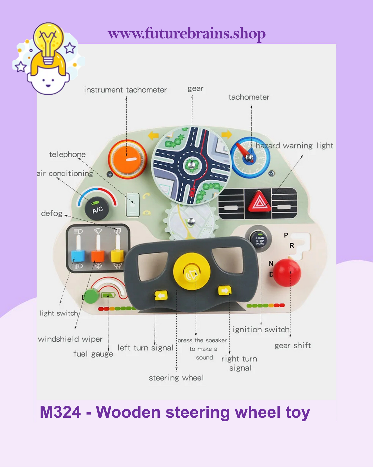 M324 - Wooden steering wheel toy