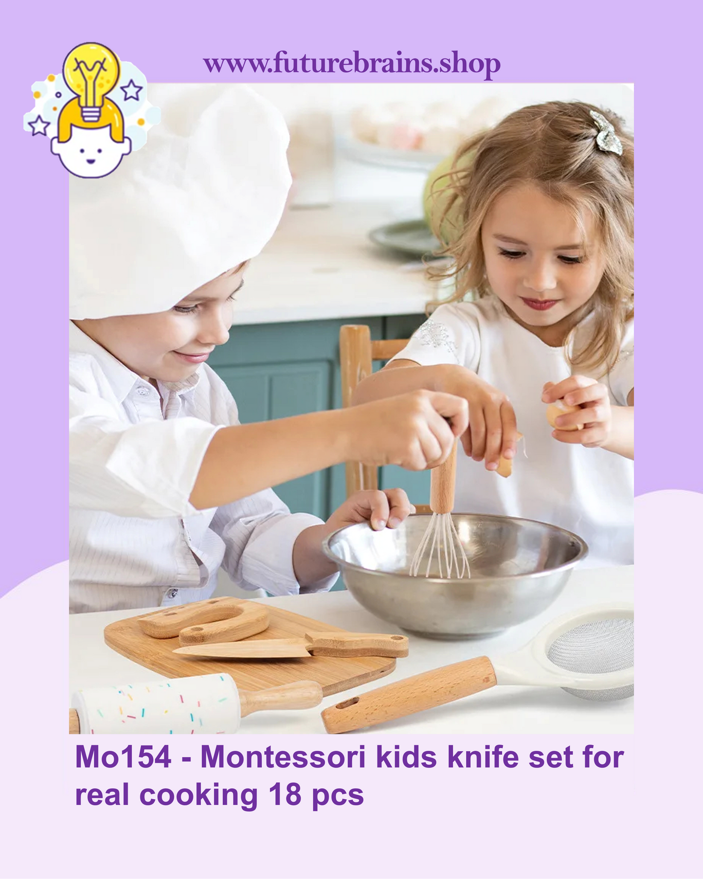 Mo154 - Montessori kids knife set for real cooking 18 pcs