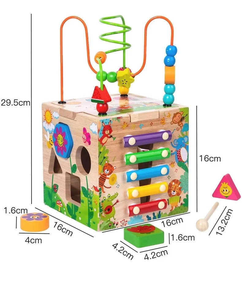 M340 - 6 in 1 Wooden activity cube