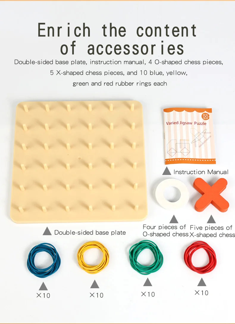 M026 - Rubber band nail board & tic-tac-toe 2 in 1