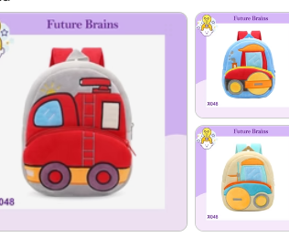 X048 - High-quality construction vehicle backpacks 26 x 24 cm