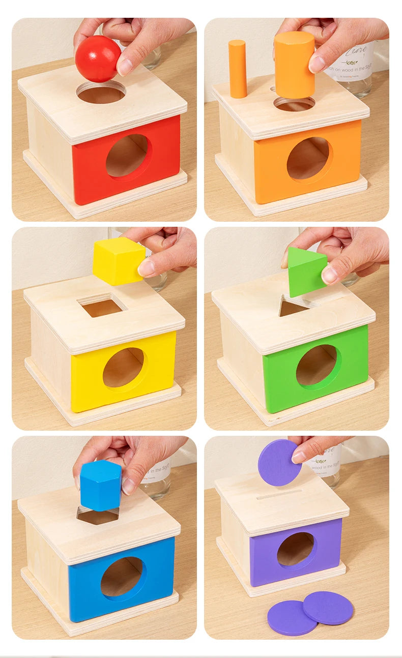 M087 - Wooden Montessori Shape Sorting & Object Permanence Box