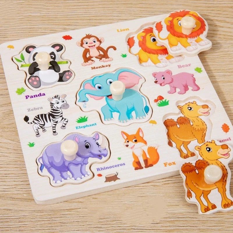 P007 - Wooden Hand Grasp Peg Puzzle