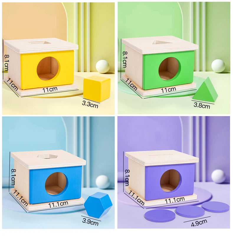M087 - Wooden Montessori Shape Sorting & Object Permanence Box