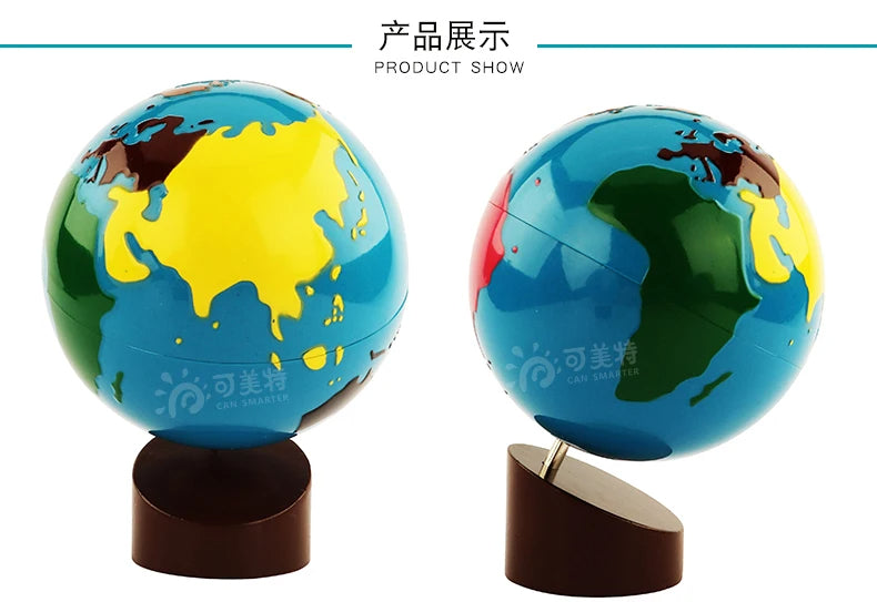 Mo074 - Montessori globe of the continents colored