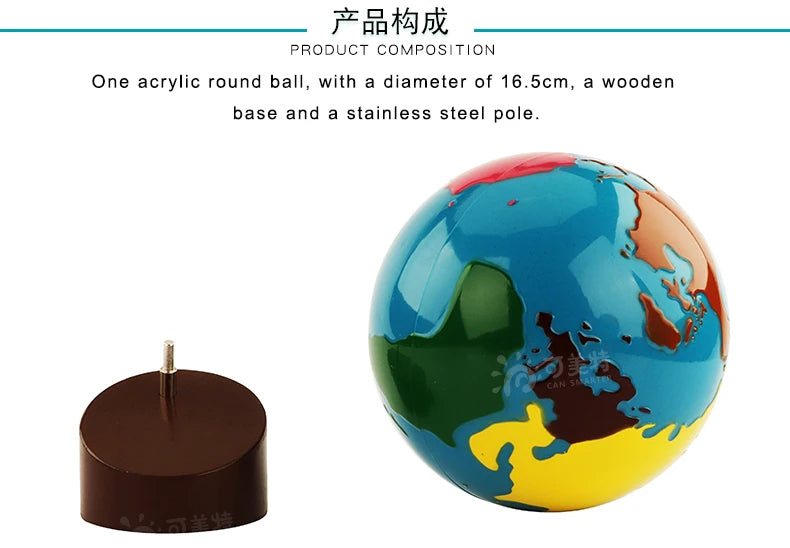 Mo074 - Montessori globe of the continents colored