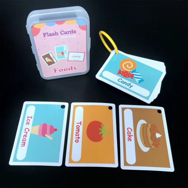 Flashcards in plastic box