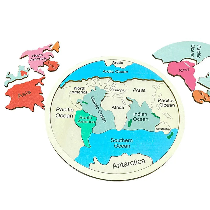 Mo085 - Montessori continents and oceans wooden puzzle (World map)