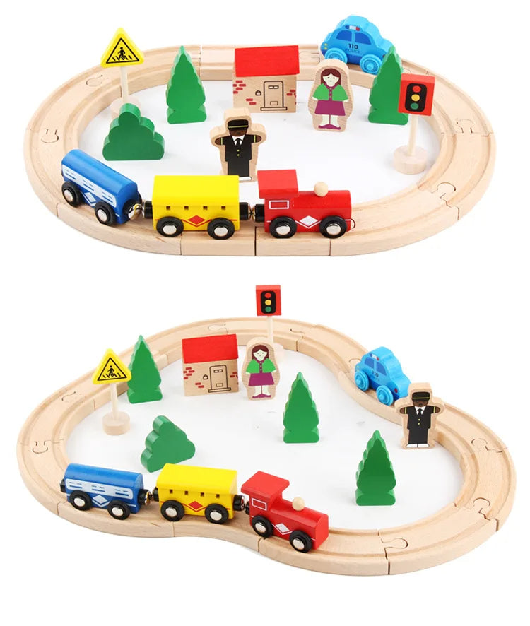 M263 - 33 pcs wooden train track