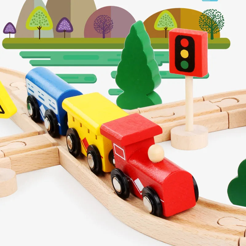 M263 - 33 pcs wooden train track