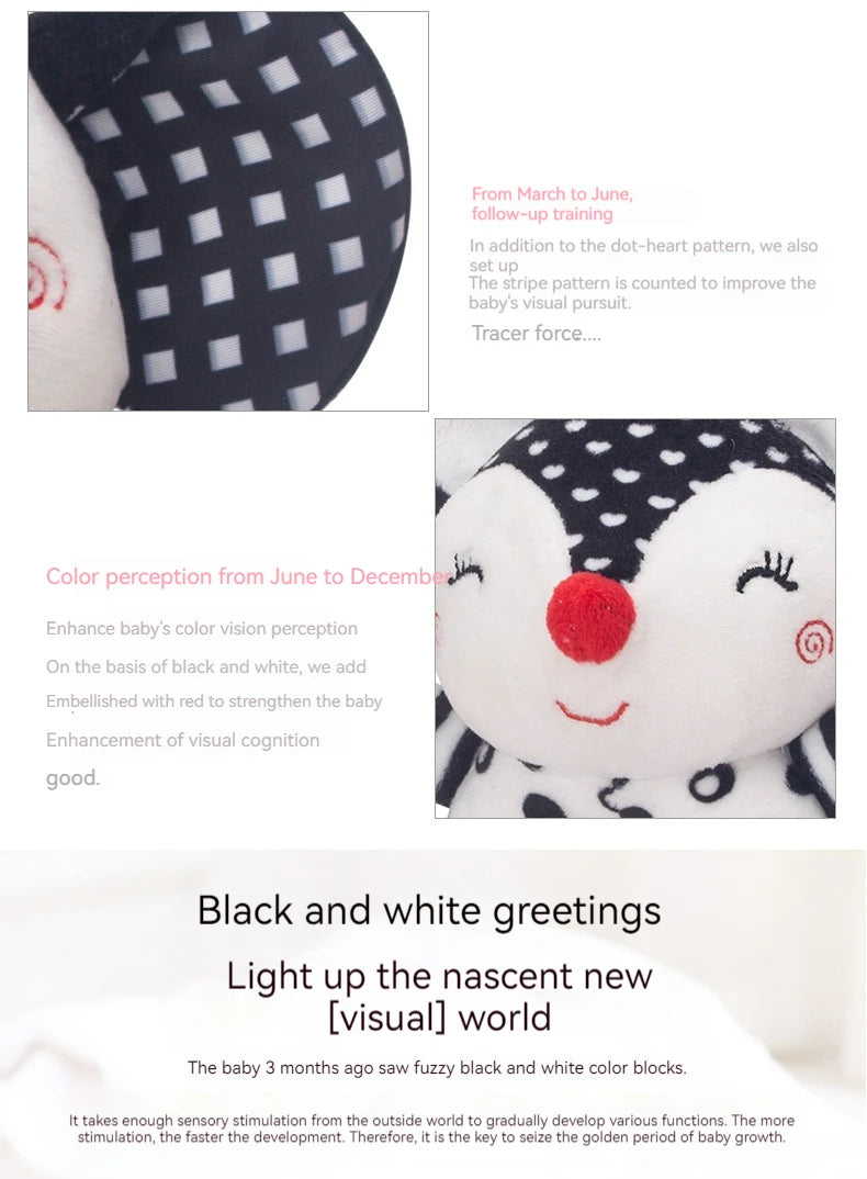 B020 - Black and white baby cloth round hand bell