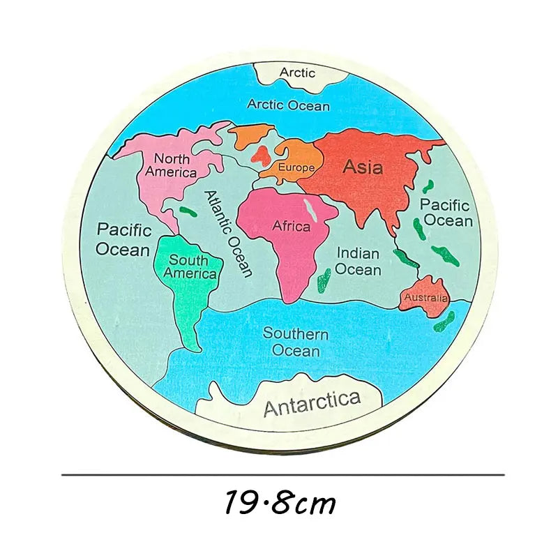 Mo085 - Montessori continents and oceans wooden puzzle (World map)