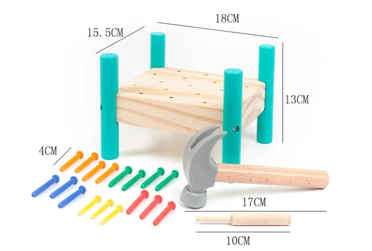 M016 - Wooden nail hammering table