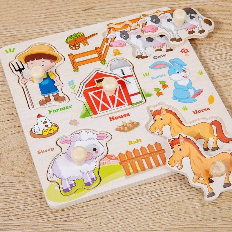 P007 - Wooden Hand Grasp Peg Puzzle