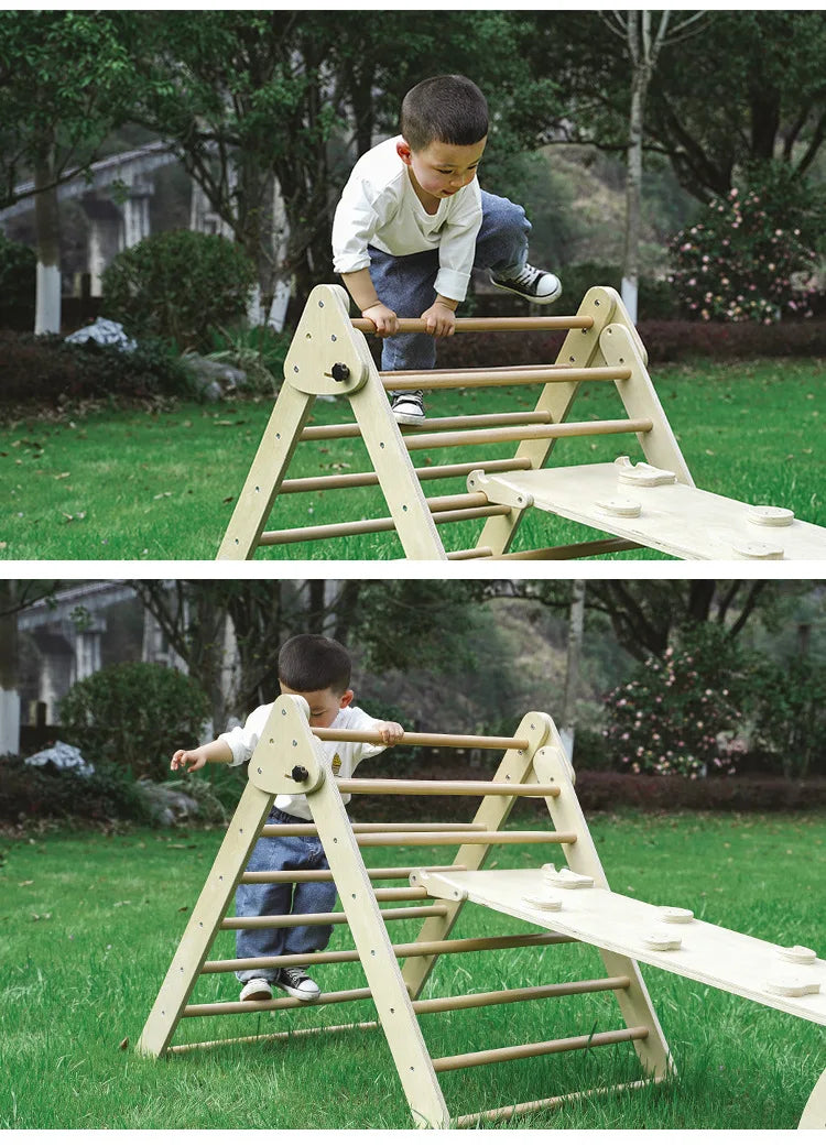 M055 - 5-in-1 Wooden Montessori Pikler Triangle & Arch Gym Set (FREE delivery)