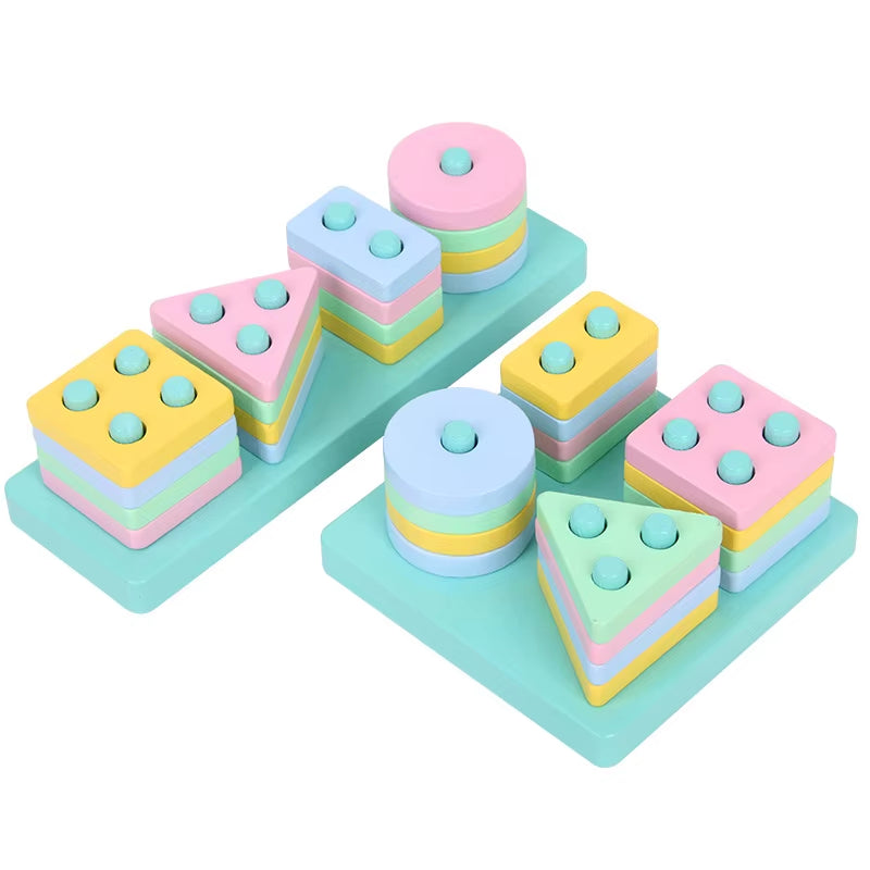 M017 - Wooden sorting and stacking shapes