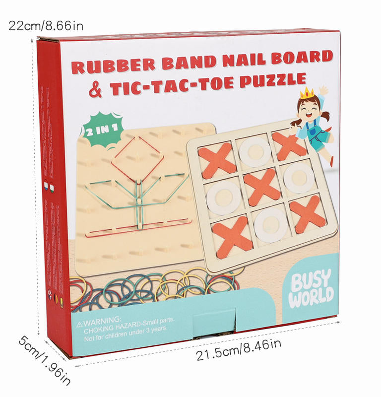 M026 - Rubber band nail board & tic-tac-toe 2 in 1
