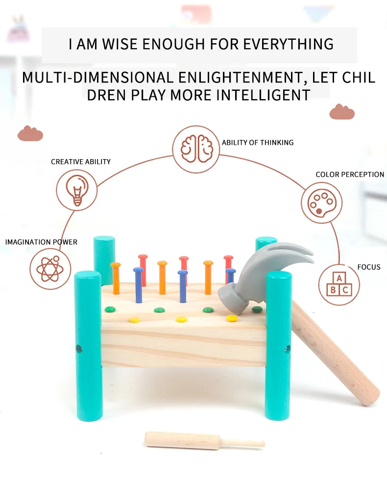 M016 - Wooden nail hammering table
