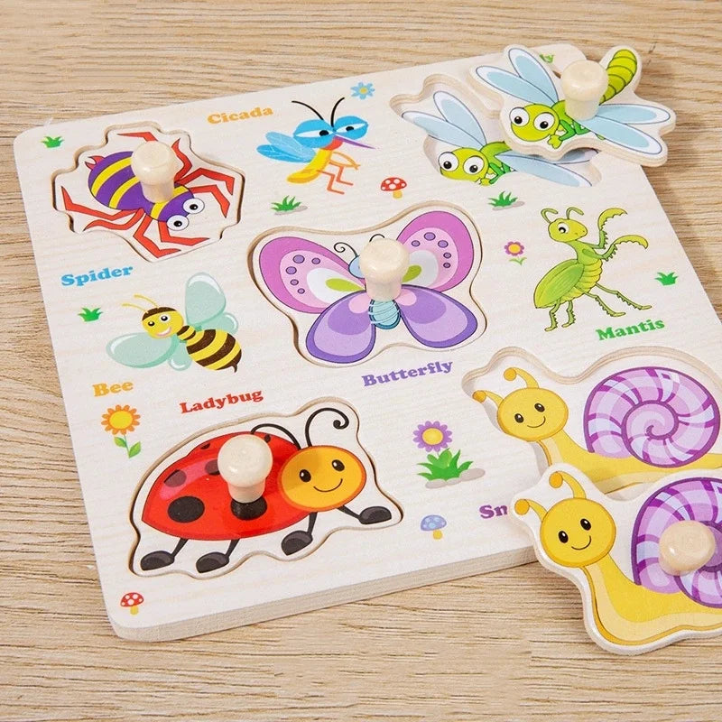 P007 - Wooden Hand Grasp Peg Puzzle