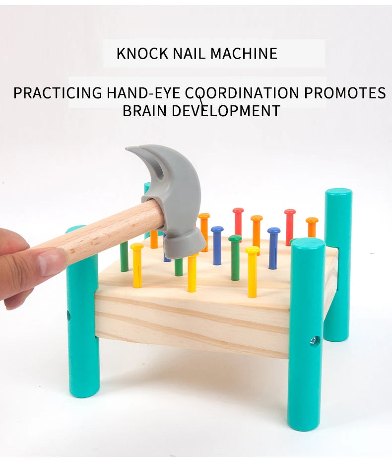 M016 - Wooden nail hammering table