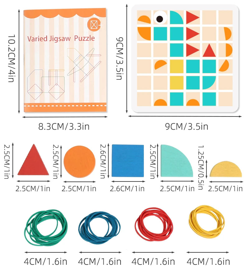 M024 - Rubber band nail board & mosaic puzzle 2 in 1