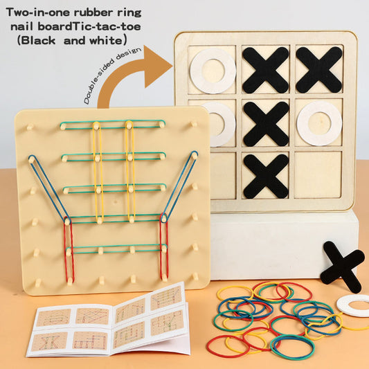 M026 - Rubber band nail board & tic-tac-toe 2 in 1