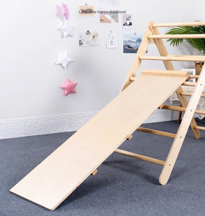 M049 - Montessori Foldable Wooden Pikler Triangle & Reversible Slide Set (FREE delivery)